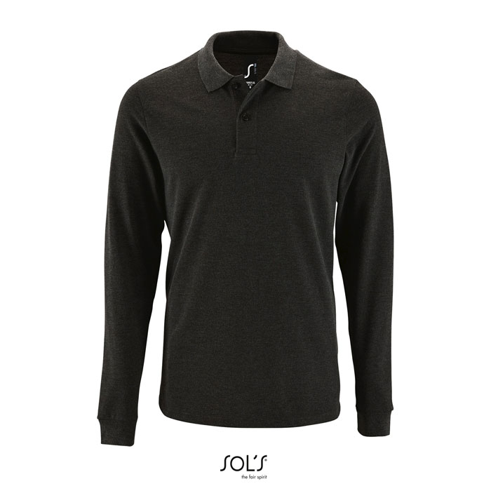 Polo publicitaire homme 180gr PERFECT MEN LSL anthracite chiné